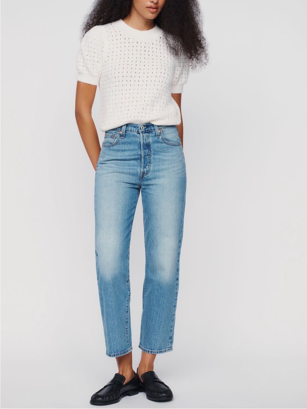 Levi's Ribcage Ankle High-Rise Straight Jeans - Color: Should Be Easy - Size 25